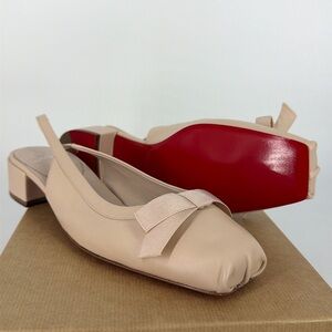 Christian Louboutin 40 Mamaflirt Sling 30mm Nude Leche Ballerina Slingback E956